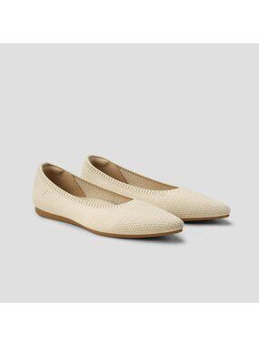 Vivaia Womens Beige Pointed-Toe Ballet Flats Aria 5° EU 40.5 Water-Repellent Kni